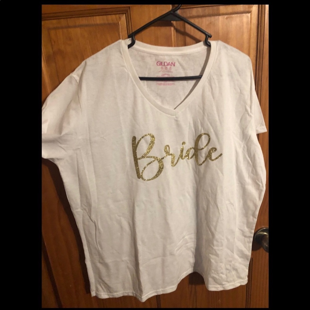 Gildan Gold Glitter Bride White Tee